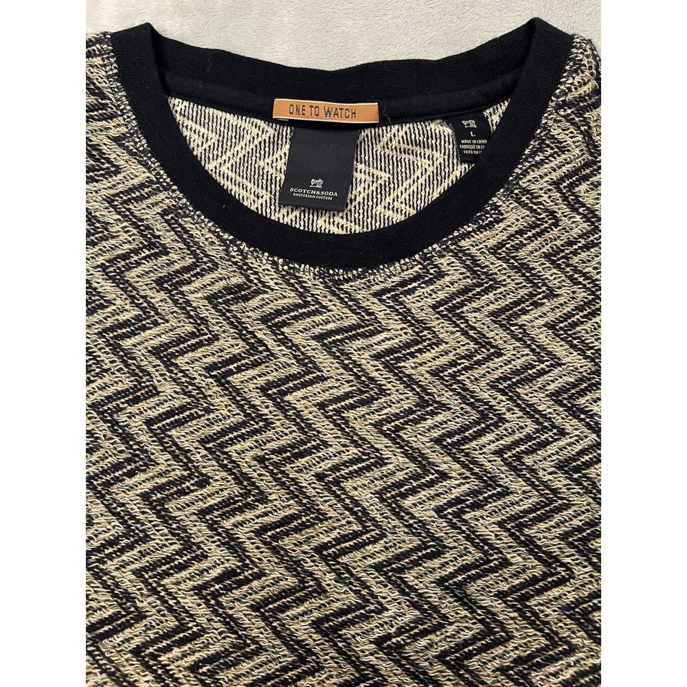 Scotch & Soda Sweater Mens Large Geometric Pattern Knit Cotton Preppy Crewneck - Picture 3 of 9